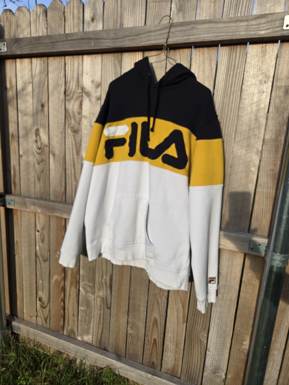 FILA Men's Colorblock Hoodie - Black/Yellow/White
